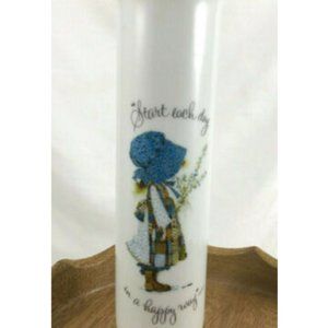 Vtg 1973 Holly Hobbie 7" Flower Vase Start Each Day in a Happy Way Made in Japan
